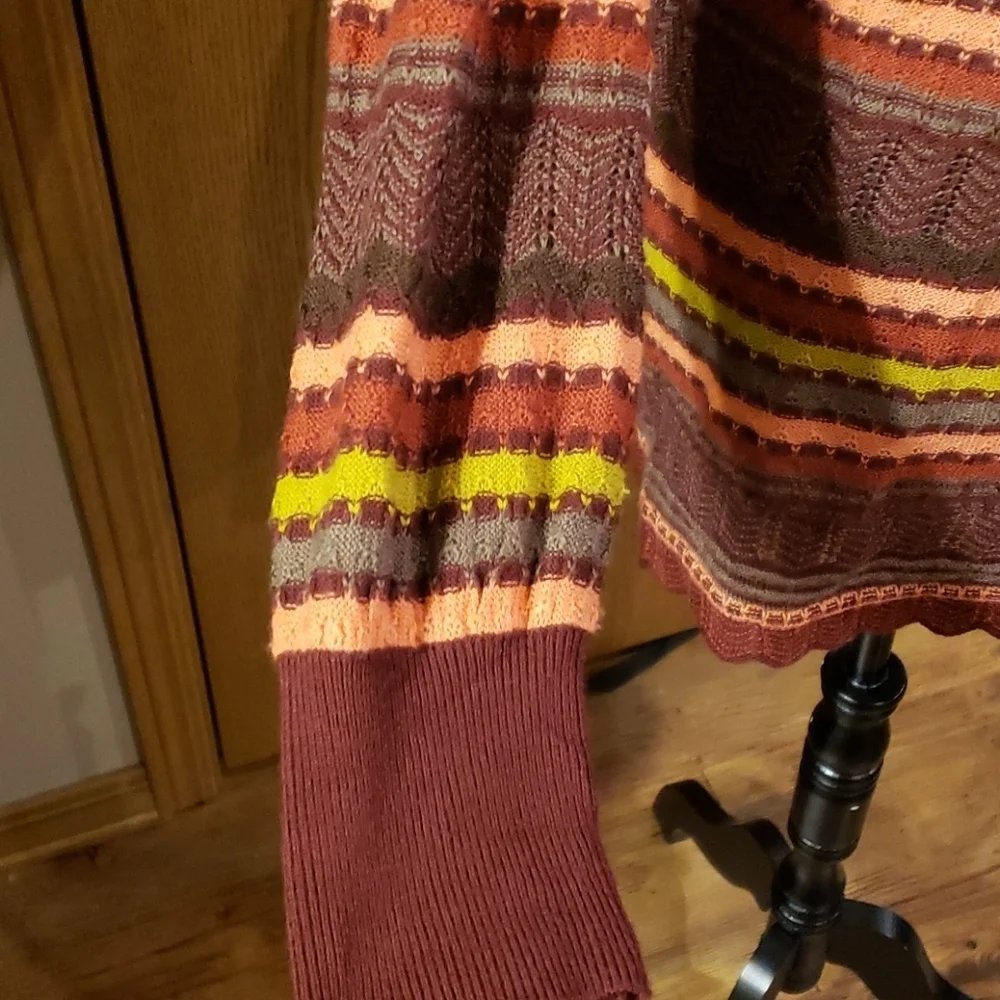 Free people striped ribbed sweater long orange